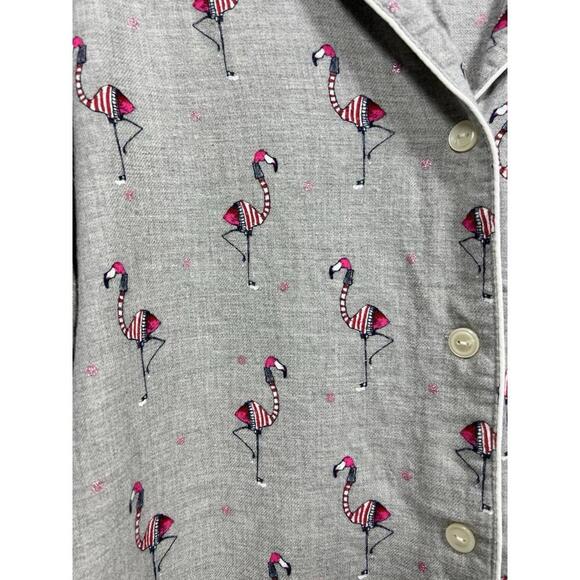Love By Gap Gray Christmas Flamingo Pajamas Women Size Medium Cotton Winter - Picture 9 of 9
